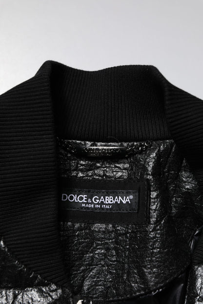Dolce & Gabbana Black Logo Plaque Bomber Full Zipper Jacket