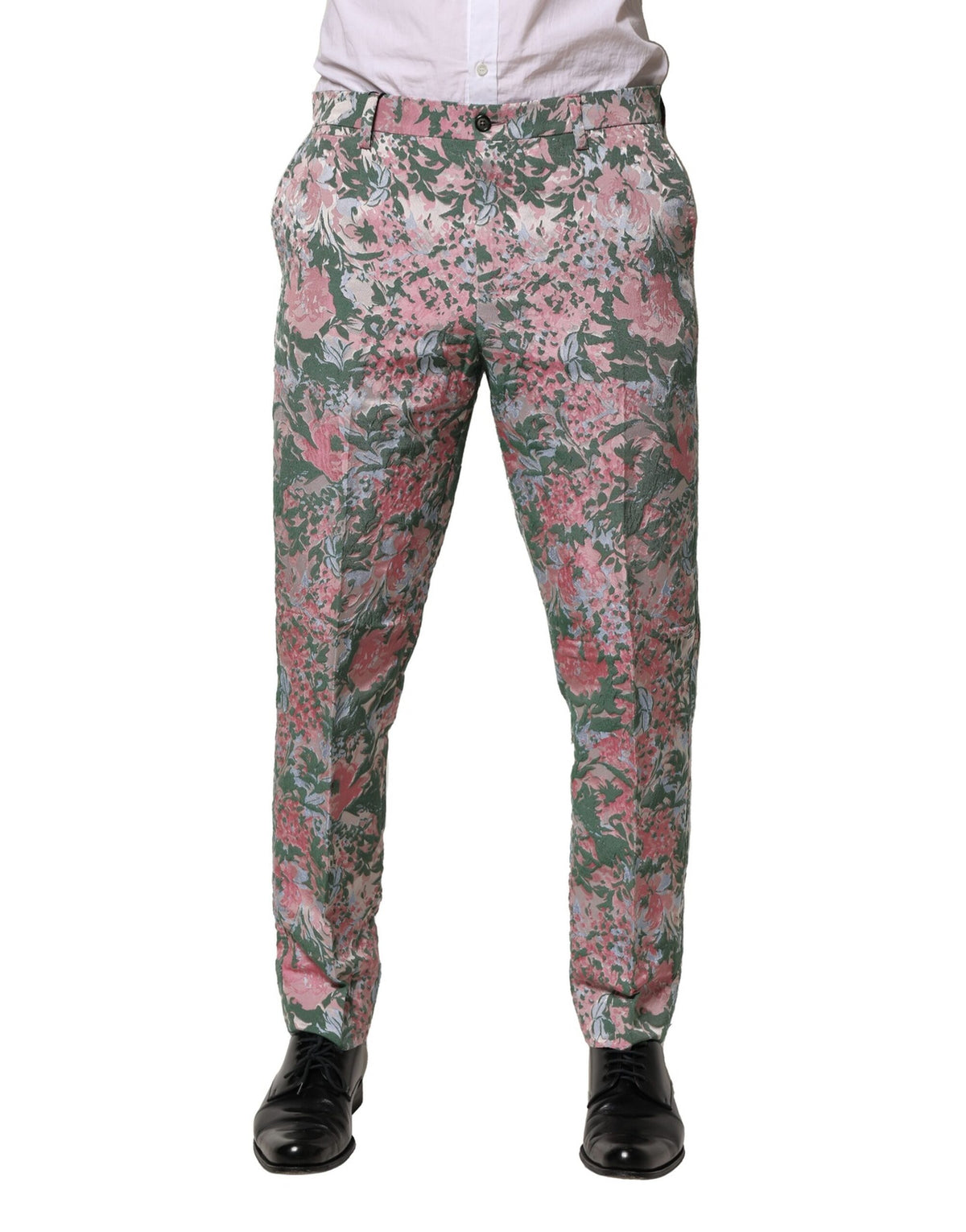 Dolce & Gabbana Men's Tapered Leg Acetate Cotton Nylon & Viscose Jeans - Multicolor Floral Jacquard