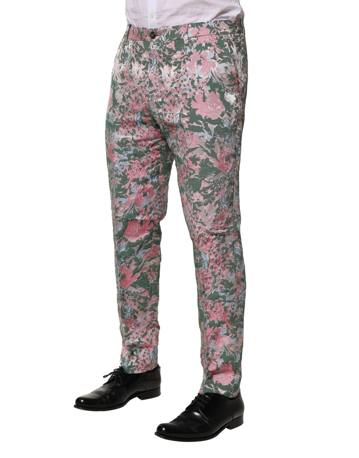 Dolce & Gabbana Men's Tapered Leg Acetate Cotton Nylon & Viscose Jeans - Multicolor Floral Jacquard