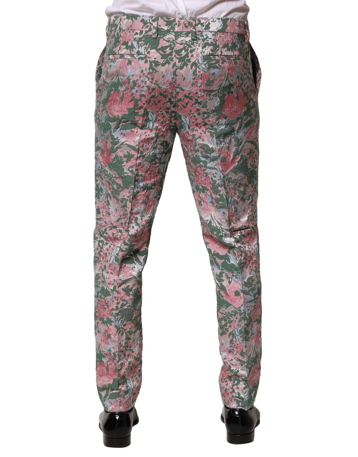Dolce & Gabbana Men's Tapered Leg Acetate Cotton Nylon & Viscose Jeans - Multicolor Floral Jacquard