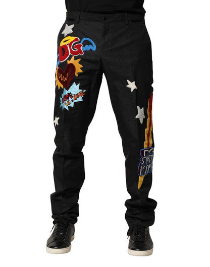 Dolce & Gabbana Men's Tapered Leg Silk Viscose Nylon & Acetate Jeans - Black
