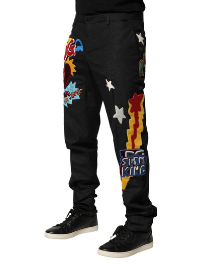 Dolce & Gabbana Men's Tapered Leg Silk Viscose Nylon & Acetate Jeans - Black