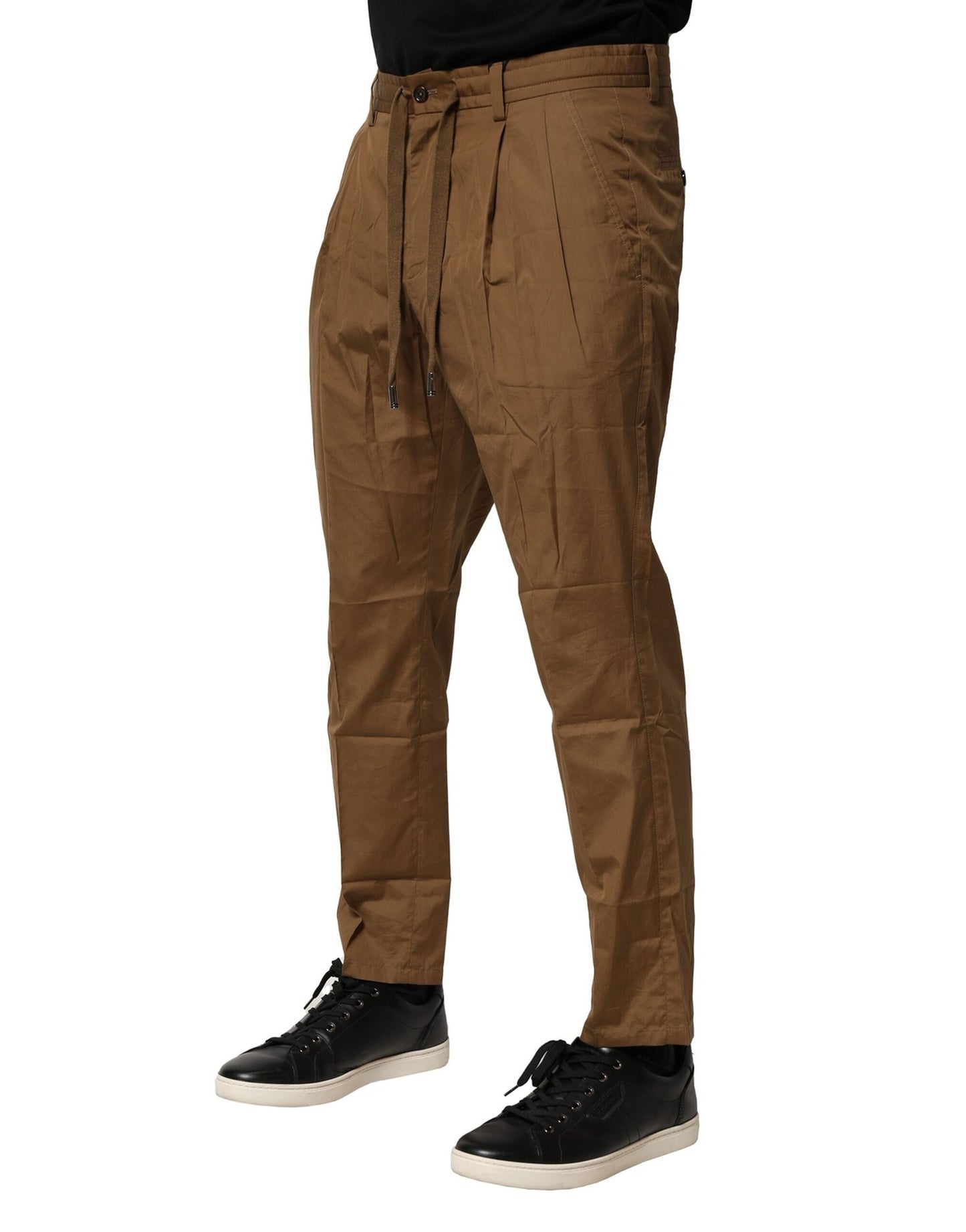 Dolce & Gabbana Brown Cotton Chino Mid Waist Men Pants