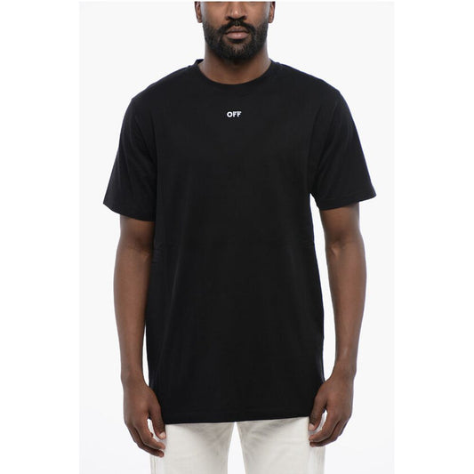 T-Shirt by Off-White for men in cotton black & white showcases a chic silhouette, artfully detailed with a chic crew neckline and short-sleeve for a chic finish.