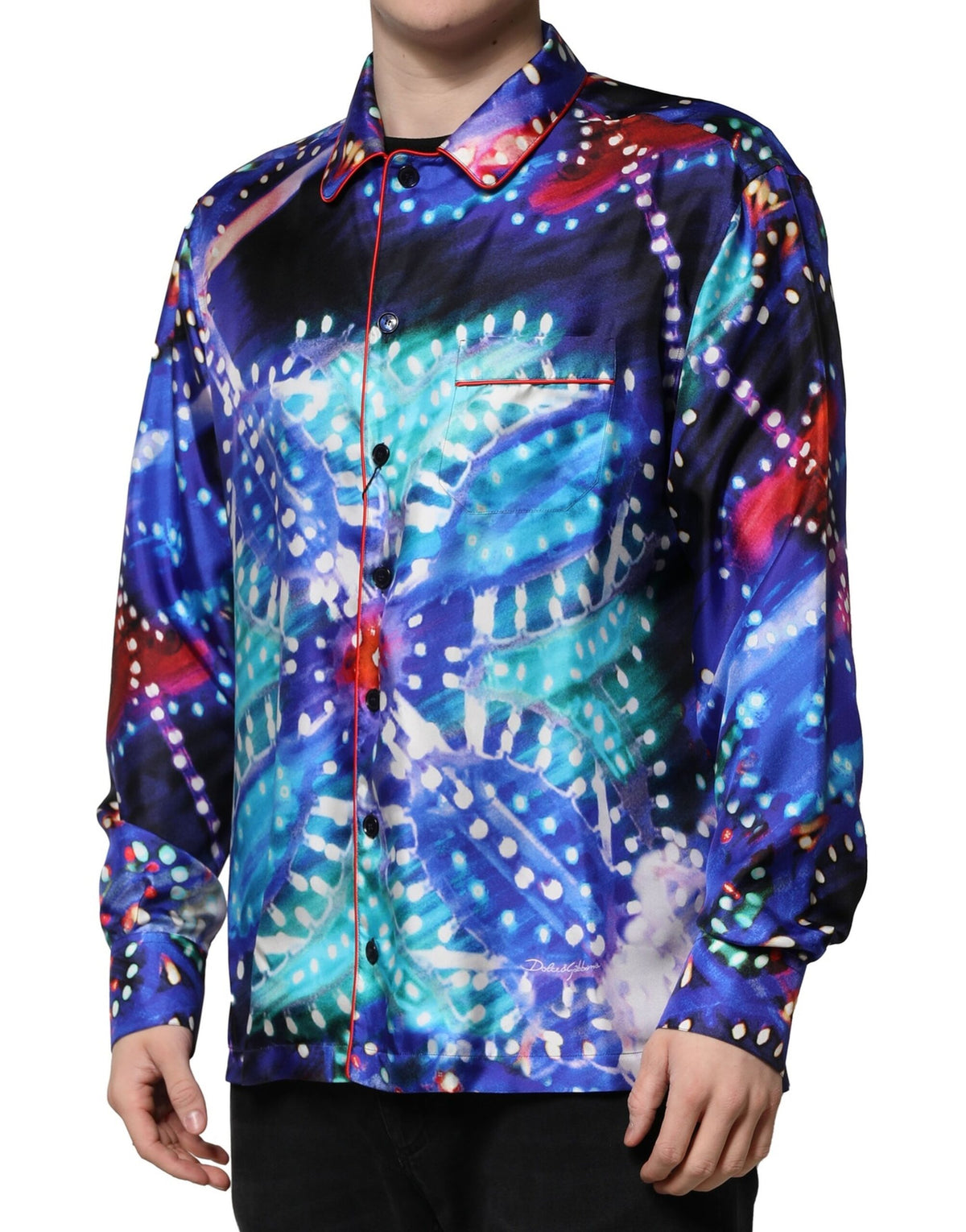 Dolce & Gabbana Men's Regular Fit Long-Sleeve Silk Shirt - Multicolor