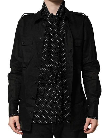 Dolce & Gabbana Men's Regular Fit Long-Sleeve Linen & Silk Shirt - Black