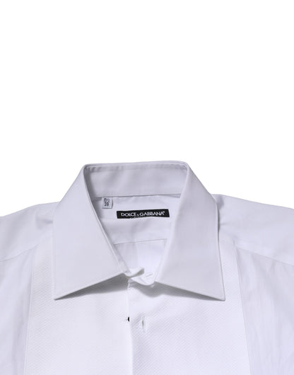 Dolce & Gabbana White GOLD Crown Cotton Dress Formal Shirt