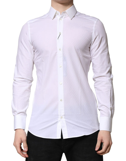 Dolce & Gabbana White MARTINI Long Sleeves Dress Formal Shirt