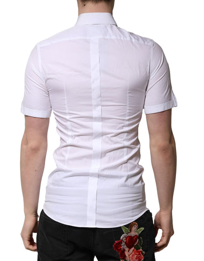 Dolce & Gabbana Men's Slim Short-Sleeve Cotton Shirt - Gold White