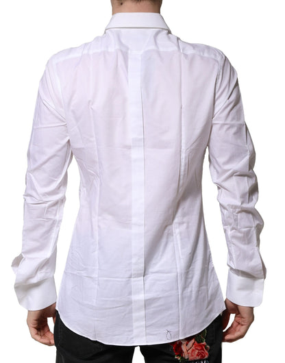 Dolce & Gabbana White Bib Cotton Poplin GOLD Men Formal Shirt