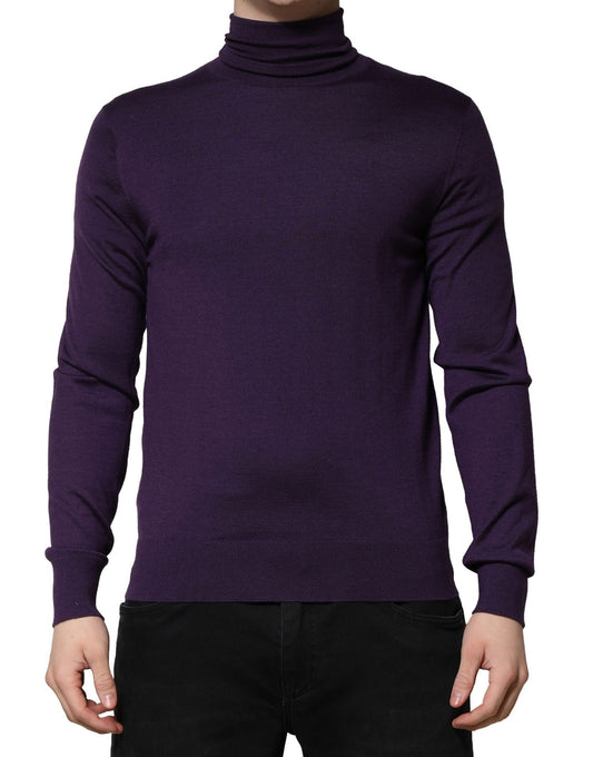 Dolce & Gabbana Purple Cashmere Turtleneck Pullover Sweater