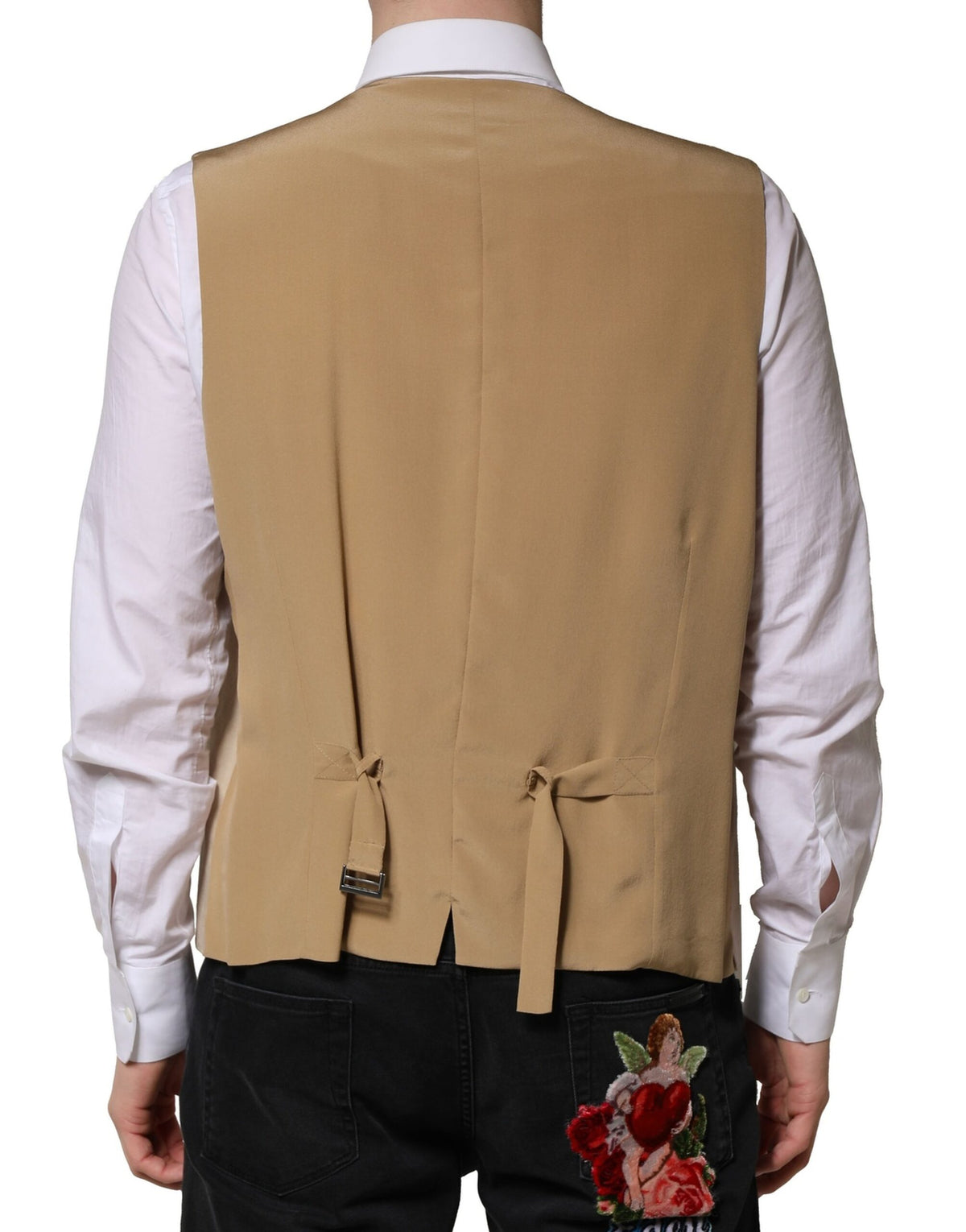 Dolce & Gabbana Men's Single Breasted Linen Silk & Viscose Vest - Beige