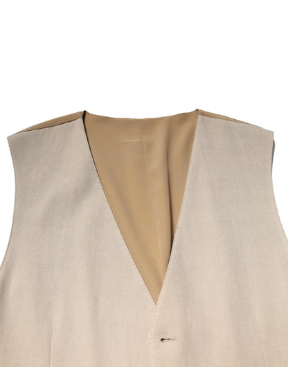 Dolce & Gabbana Men's Single Breasted Linen Silk & Viscose Vest - Beige