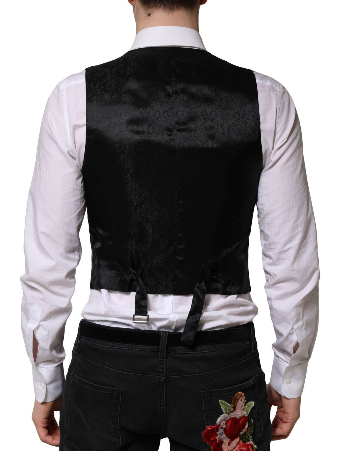 Dolce & Gabbana Men's Single Breasted Viscose & Virgin Wool Vest - Gray Light Grey