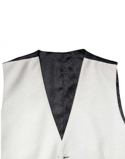 Dolce & Gabbana Men's Single Breasted Viscose & Virgin Wool Vest - Gray Light Grey