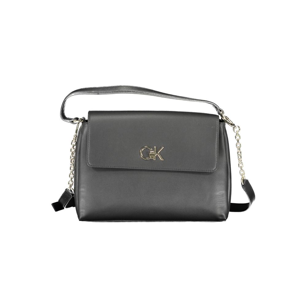 Calvin Klein Black Faux Leather Shoulder Handbag