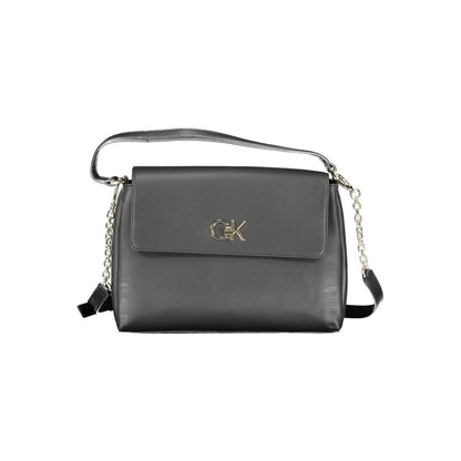 Calvin Klein Black Faux Leather Shoulder Handbag