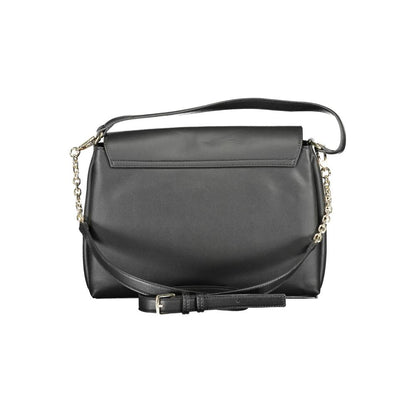 Calvin Klein Black Faux Leather Shoulder Handbag