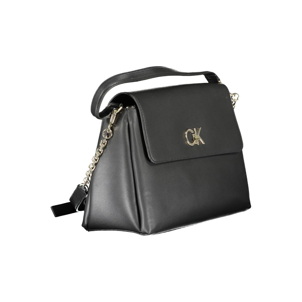 Calvin Klein Black Faux Leather Shoulder Handbag