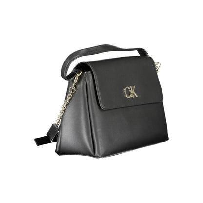 Calvin Klein Black Faux Leather Shoulder Handbag