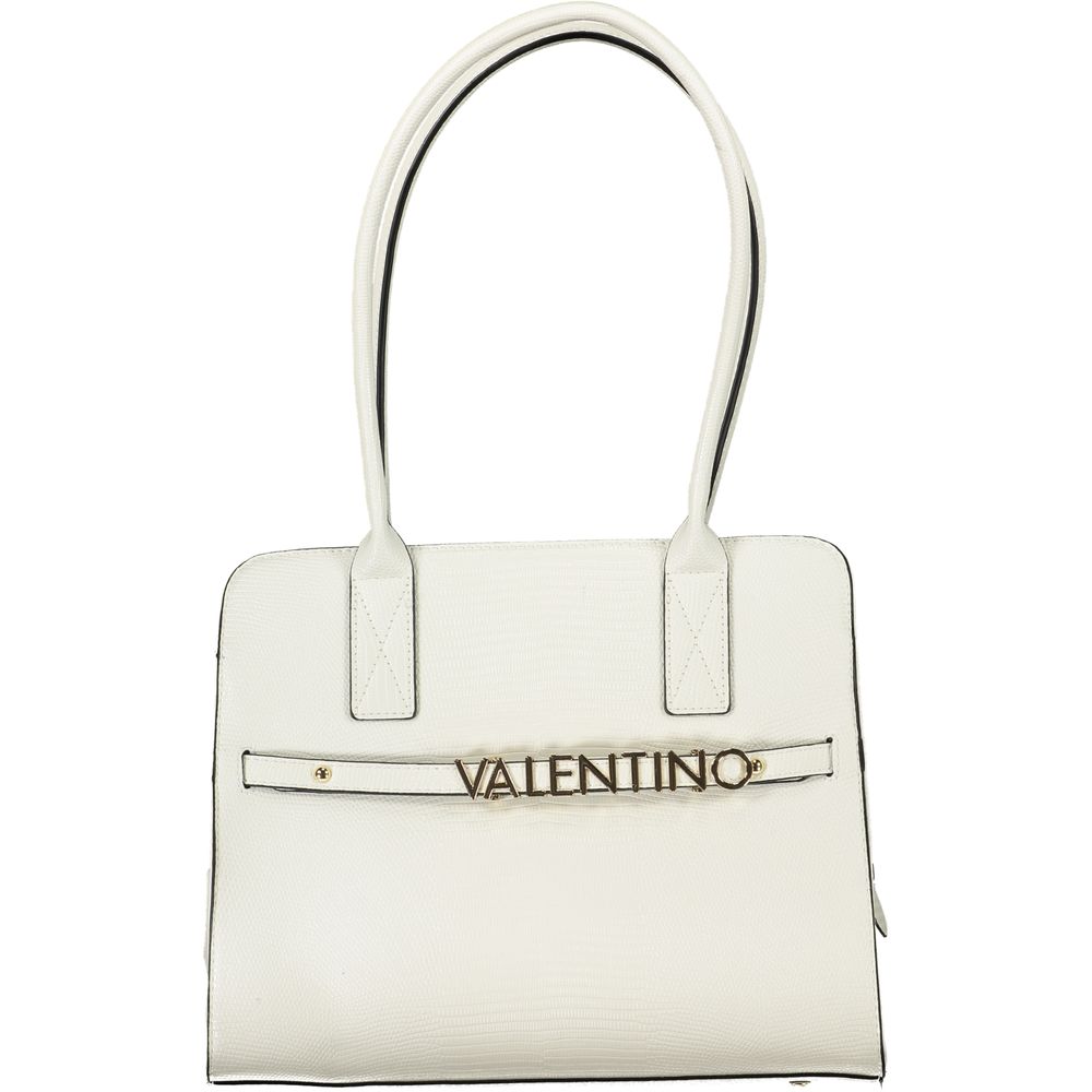 Valentino Bags White Textured Faux Leather Shoulder Handbag
