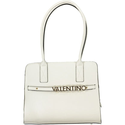 Valentino Bags White Textured Faux Leather Shoulder Handbag