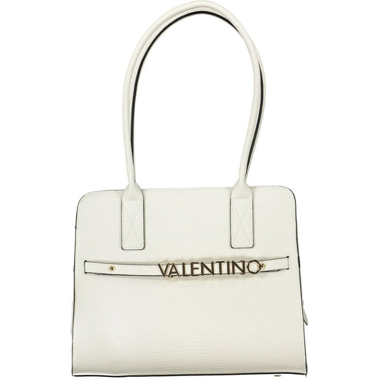 Valentino Bags White Textured Faux Leather Shoulder Handbag