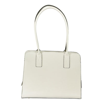 Valentino Bags White Textured Faux Leather Shoulder Handbag