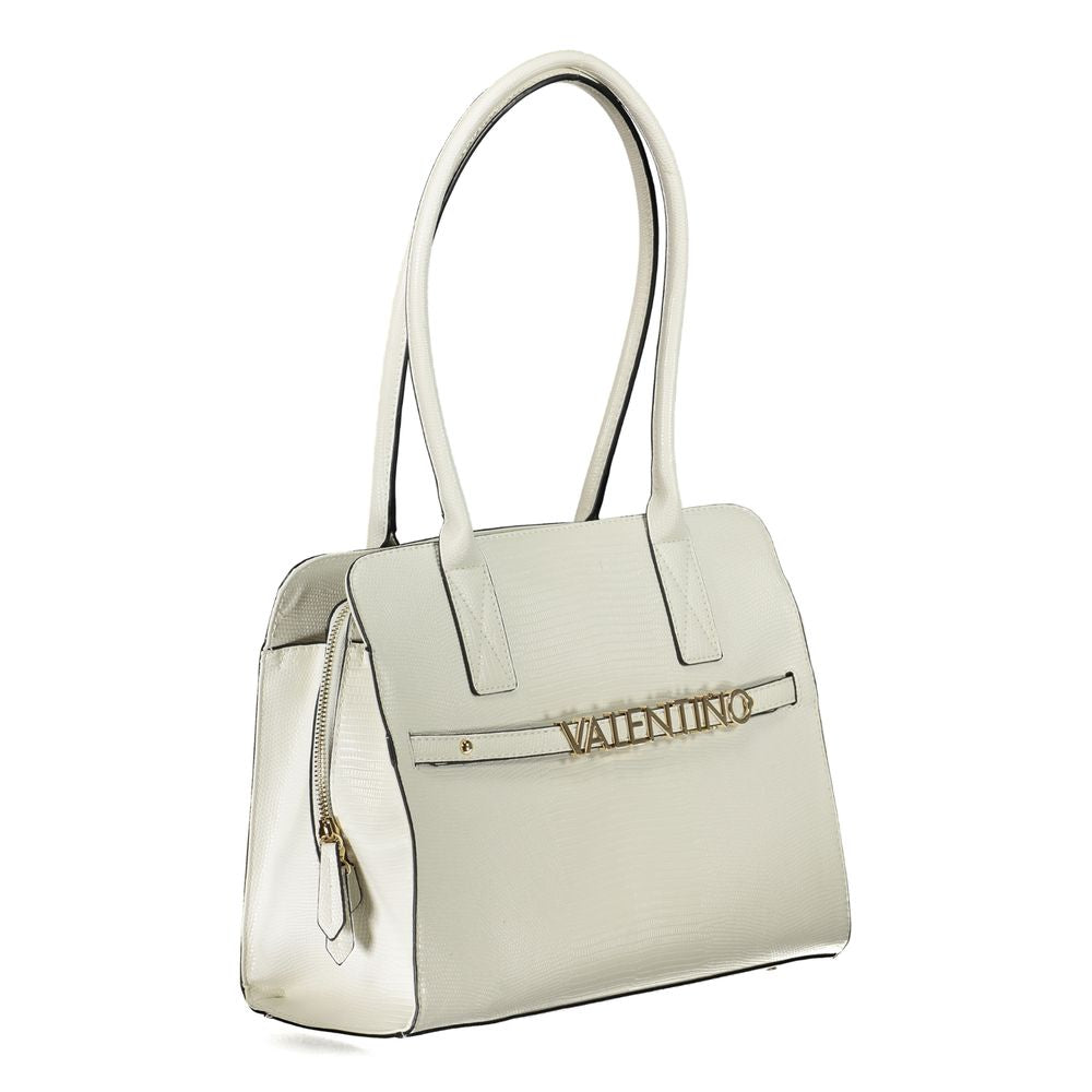 Valentino Bags White Textured Faux Leather Shoulder Handbag