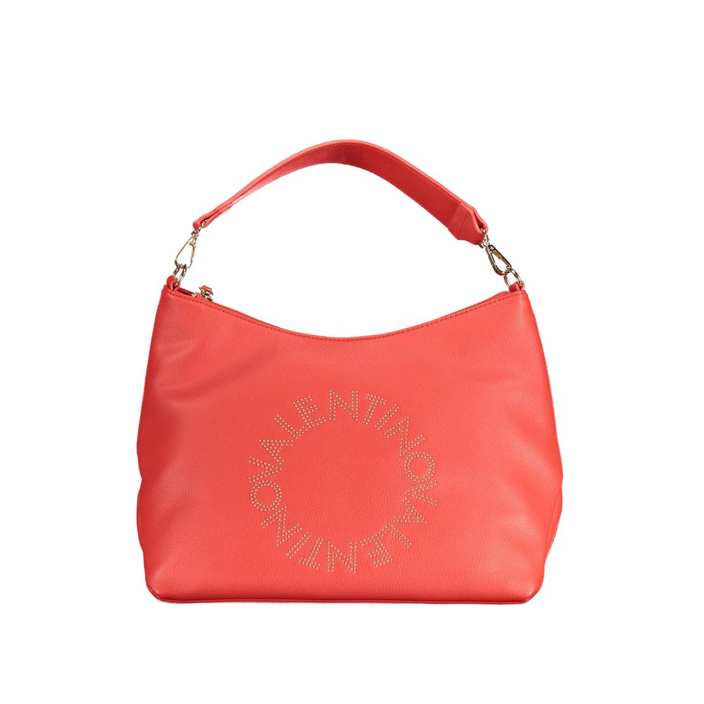 Valentino Bags Red Faux Leather Studded Logo Hobo Handbag