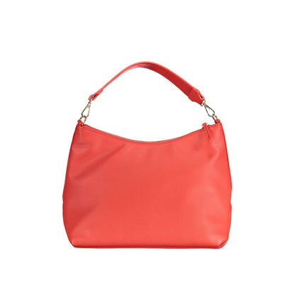 Valentino Bags Red Faux Leather Studded Logo Hobo Handbag