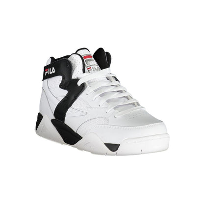 Athletic Sneakers by Fila for men in polyester polyurethane leather white showcases a architectural silhouette, artfully capturing the essence of the Men's Athletic Polyester Polyurethane Leather Sneakers with its signature architectural athletic style construction.