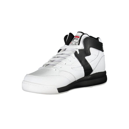Athletic Sneakers by Fila for men in polyester polyurethane leather white features an effortless chic silhouette, showcasing the signature athletic style of the Men's Athletic Polyester Polyurethane Leather Sneakers collection with a truly effortless chic finish.