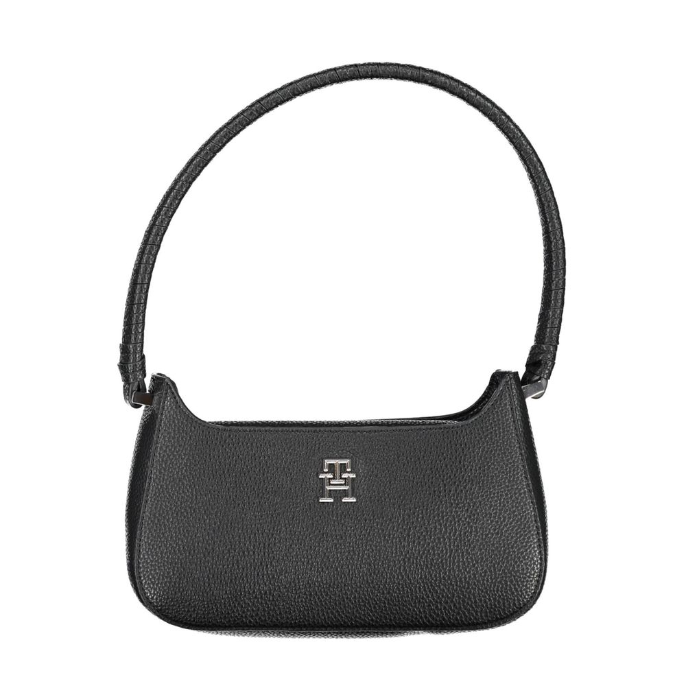 Tommy Hilfiger Black Pebbled Leather Effect Shoulder Handbag