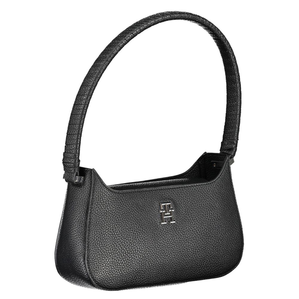Tommy Hilfiger Black Pebbled Leather Effect Shoulder Handbag