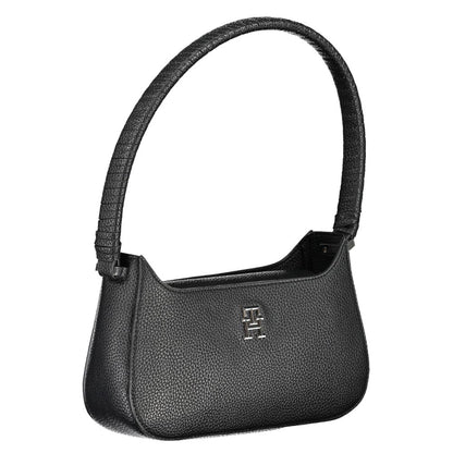 Tommy Hilfiger Black Pebbled Leather Effect Shoulder Handbag