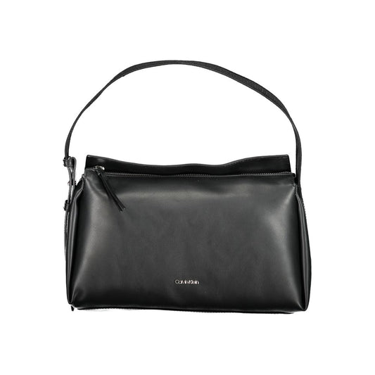 Calvin Klein Black Polyester Leather Effect Shoulder Handbag