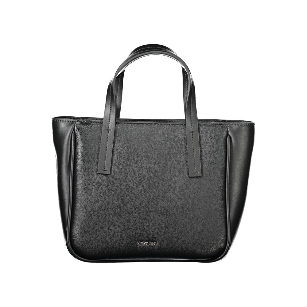 Calvin Klein Black Faux Grained Leather Shopper Handbag