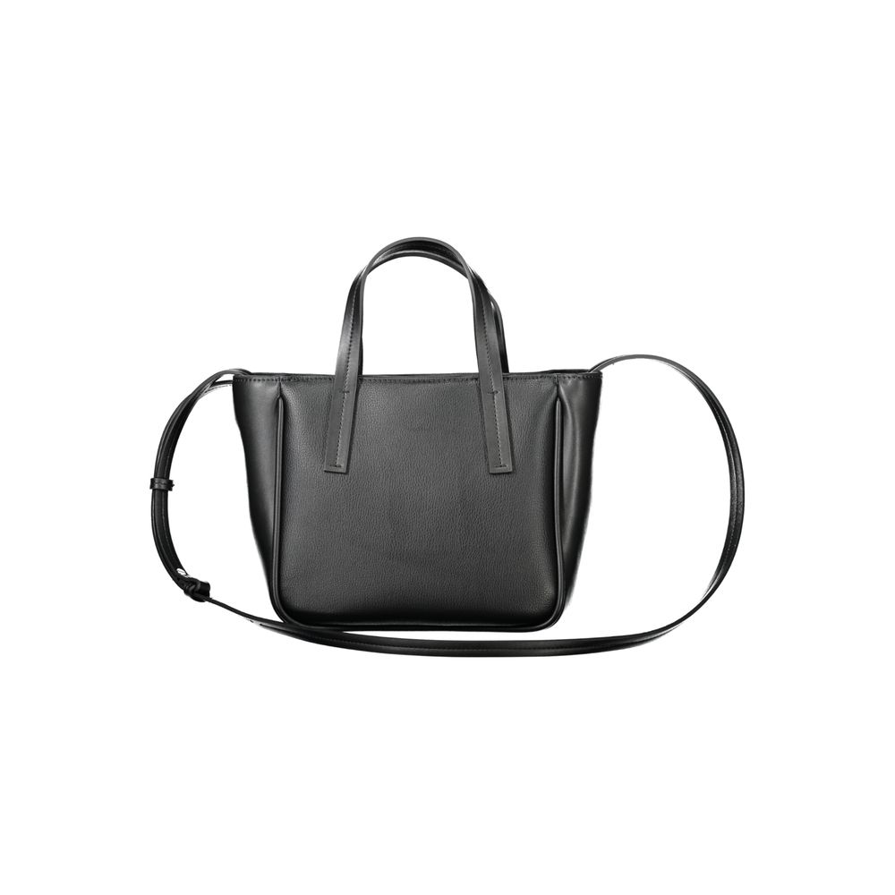 Calvin Klein Black Faux Grained Leather Shopper Handbag