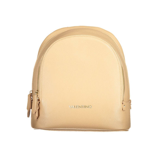 Mario Valentino Beige Grained Faux Leather Backpack