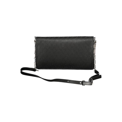 Calvin Klein Black Faux Leather Polyester Chain Crossbody Handbag