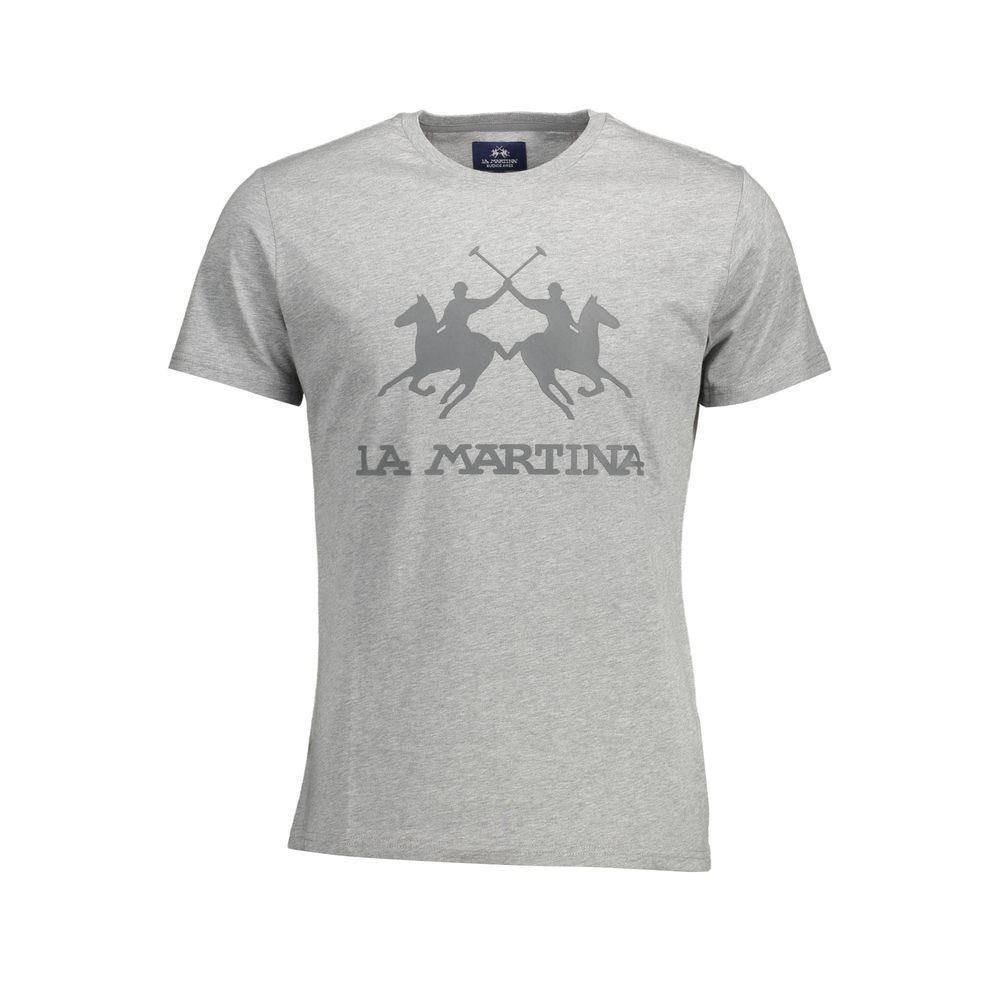 T-Shirt by La Martina for men in cotton brown, gray & print showcases a dramatic silhouette, elegantly detailed with a dramatic crew neckline and for a truly dramatic finish.