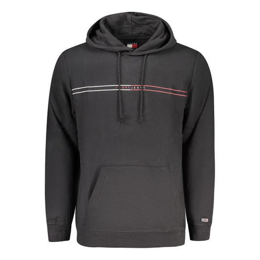 Sweatshirt Hoodie by Tommy Hilfiger for men in cotton black, signature & print features a edgy silhouette, detailed with a edgy hooded neckline and for a refined finish.
