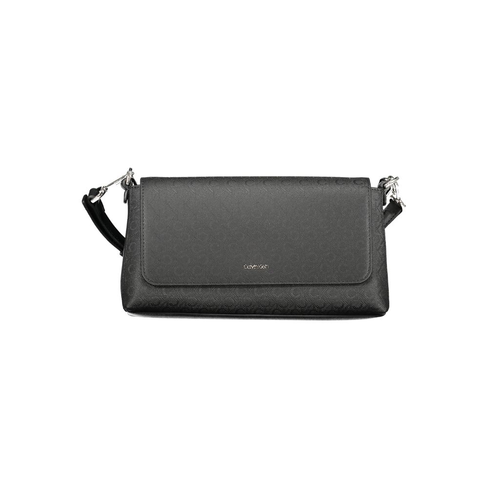 Calvin Klein Black Polyester Logo Jacquard Crossbody Handbag