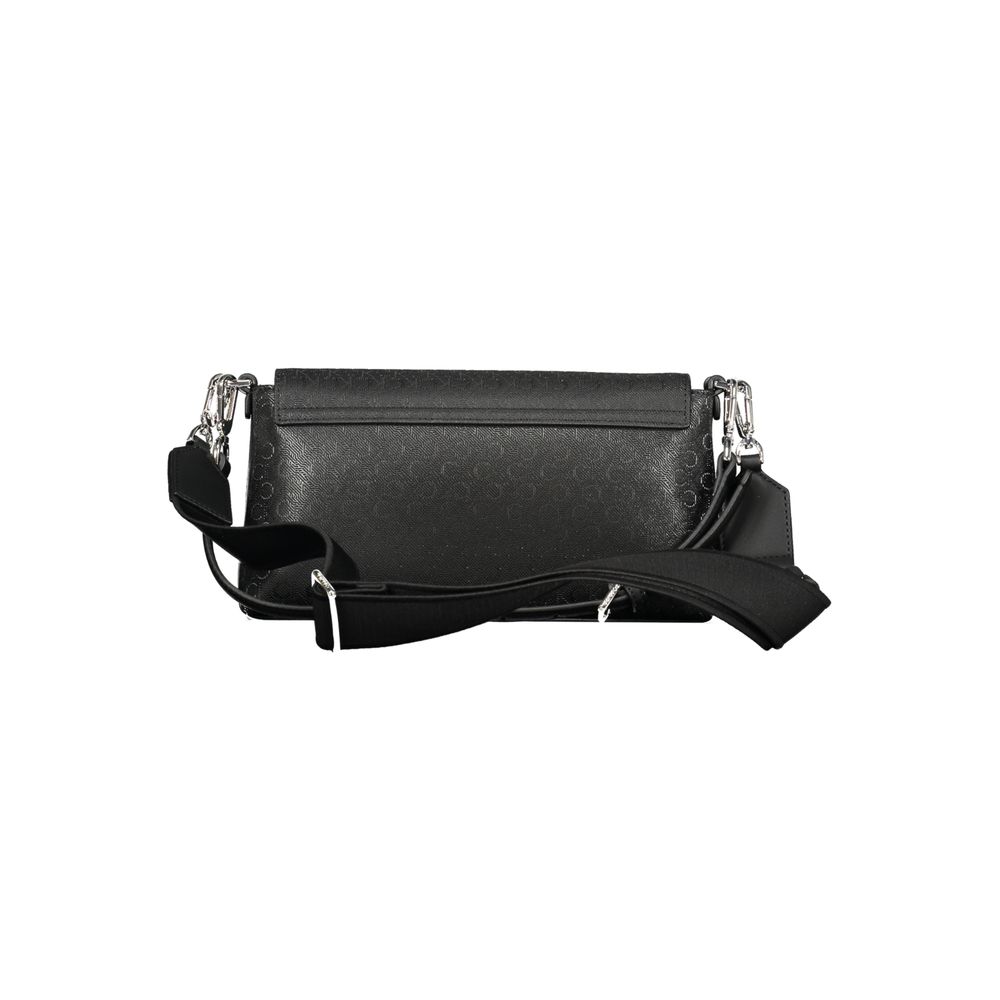 Calvin Klein Black Polyester Logo Jacquard Crossbody Handbag