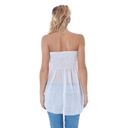 White Polyester Sleeveless Tank Top