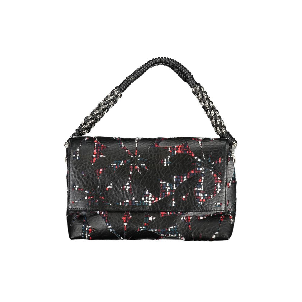 Desigual Black Die-Cut Flower Faux Leather Crossbody Handbag