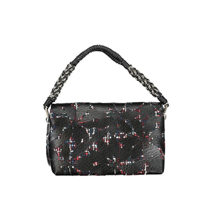 Desigual Black Die-Cut Flower Faux Leather Crossbody Handbag
