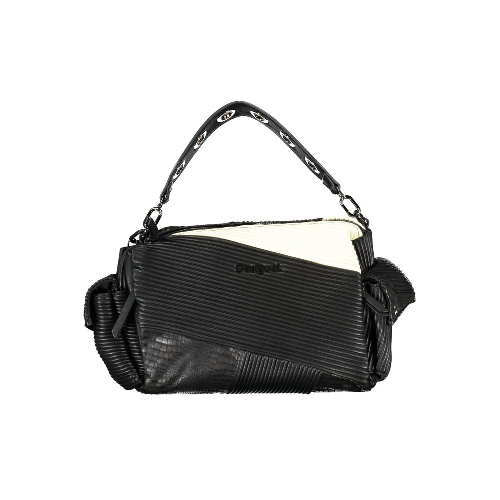 Desigual Black Patchwork Faux Leather Shoulder Handbag