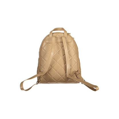 Quilted Backpack by Mario Valentino for women in polyethylene faux leather beige & signature showcases a stately Polyethylene Faux Leather Quilted Backpack design, featuring a secure zipper with stately external-pockets & internal-pockets and versatile backpack-strap, adjustable-strap & handle.